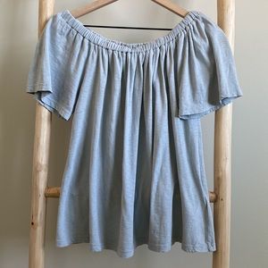 Sundry Light Blue Off the Shoulder Top